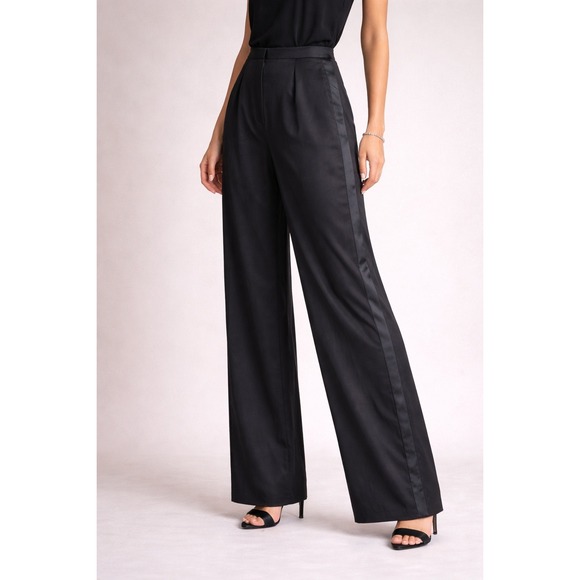 Alex Evenings Pants - VTG Alex Evenings‎ Satin Trim Tuxedo Dress Pants Women 8P Evening Party Classic
